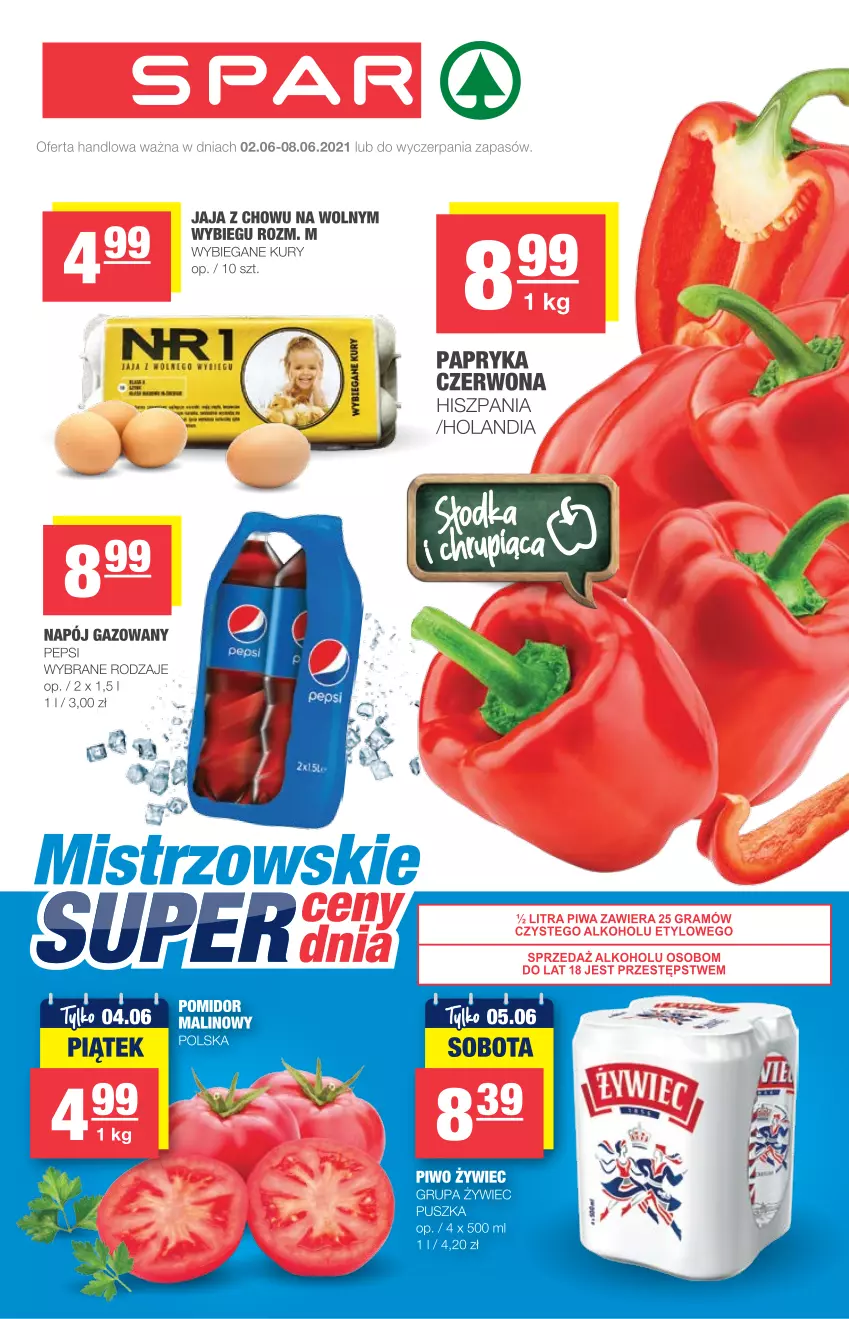 Gazetka promocyjna Spar - Express - ważna 02.06 do 08.06.2021 - strona 1 - produkty: Jaja, Papryka, Papryka czerwona, Pepsi