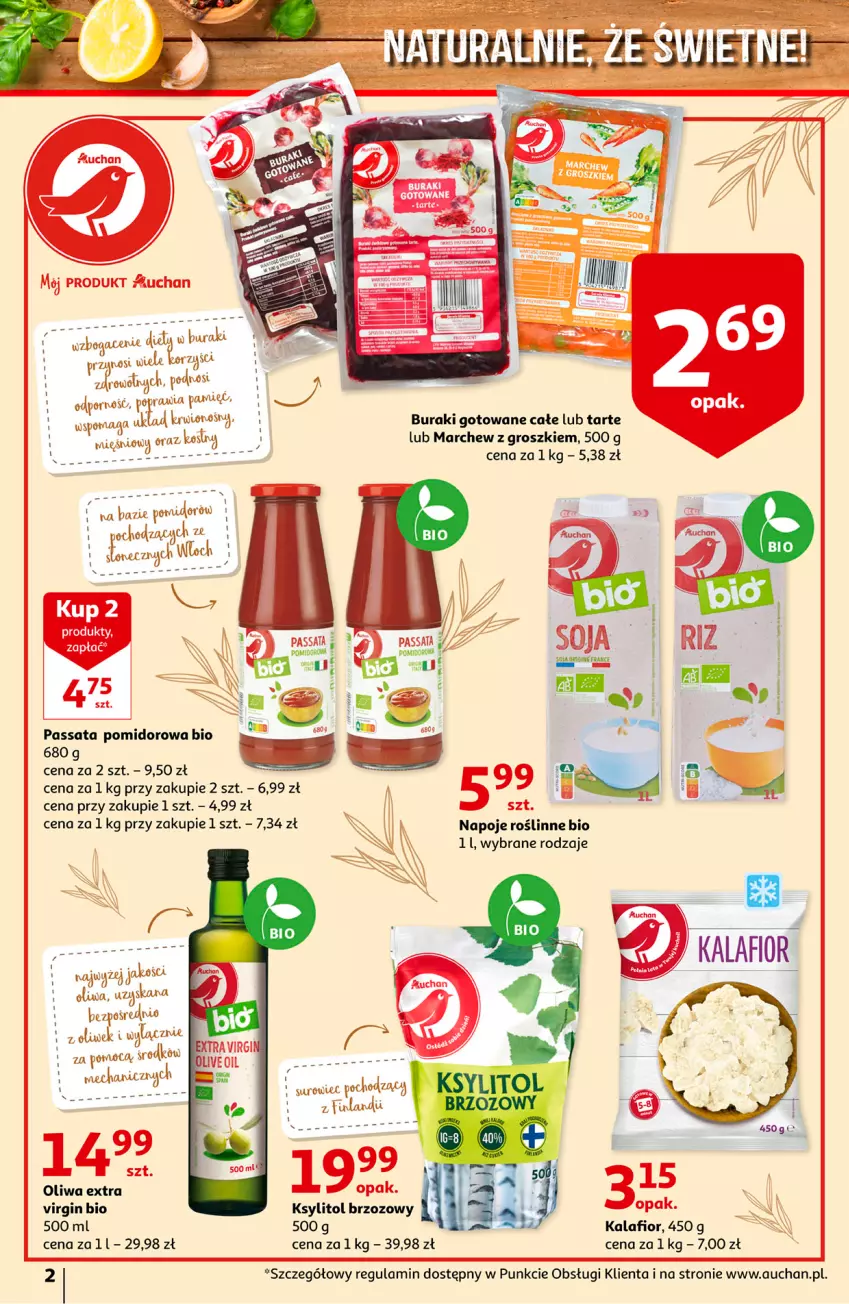 Gazetka promocyjna Auchan - Nasze Marki to dobry wybór Hipermarkety - ważna 25.01 do 03.02.2022 - strona 2 - produkty: Buraki, Gin, Kalafior, Ksylitol, Lanki, Napoje, Por