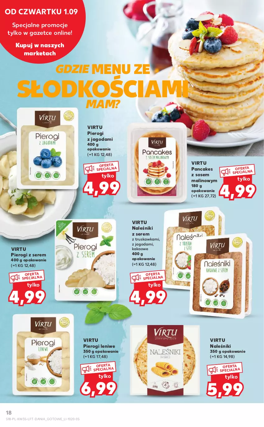 Gazetka promocyjna Kaufland - OFERTA TYGODNIA - ważna 01.09 do 07.09.2022 - strona 18 - produkty: Kakao, Naleśniki, Pierogi, Ser, Sos, Virtu