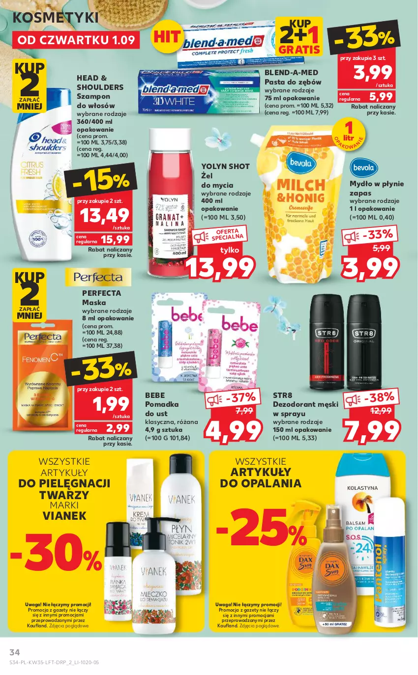 Gazetka promocyjna Kaufland - OFERTA TYGODNIA - ważna 01.09 do 07.09.2022 - strona 34 - produkty: Blend-a-Med, Dezodorant, Gra, Maska, Mydło, Mydło w płynie, Pasta do zębów, Perfecta, Róża, Str8, Szampon, Waga