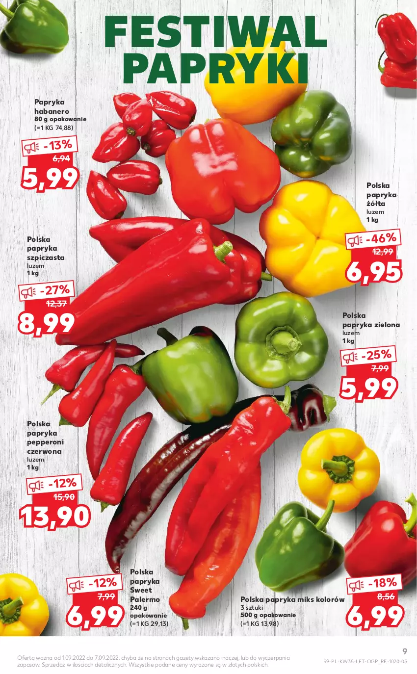 Gazetka promocyjna Kaufland - OFERTA TYGODNIA - ważna 01.09 do 07.09.2022 - strona 9 - produkty: Papryka, Papryka pepperoni, Papryka żółta, Szpic