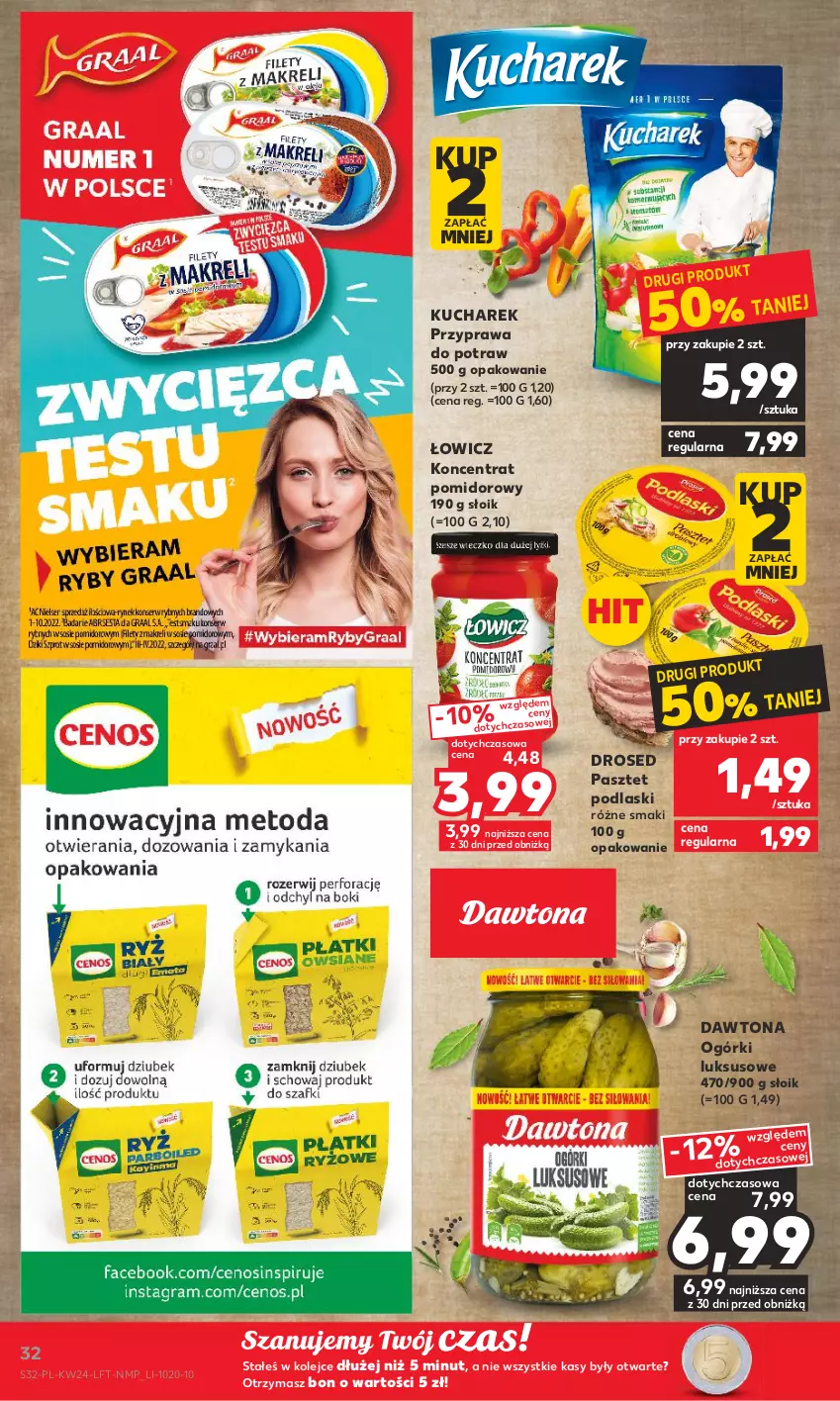 Gazetka promocyjna Kaufland - Gazetka tygodnia - ważna 15.06 do 21.06.2023 - strona 32 - produkty: Dawtona, Koncentrat pomidorowy, Kucharek, Olej, Pasztet, Podlaski, Przyprawa do potraw