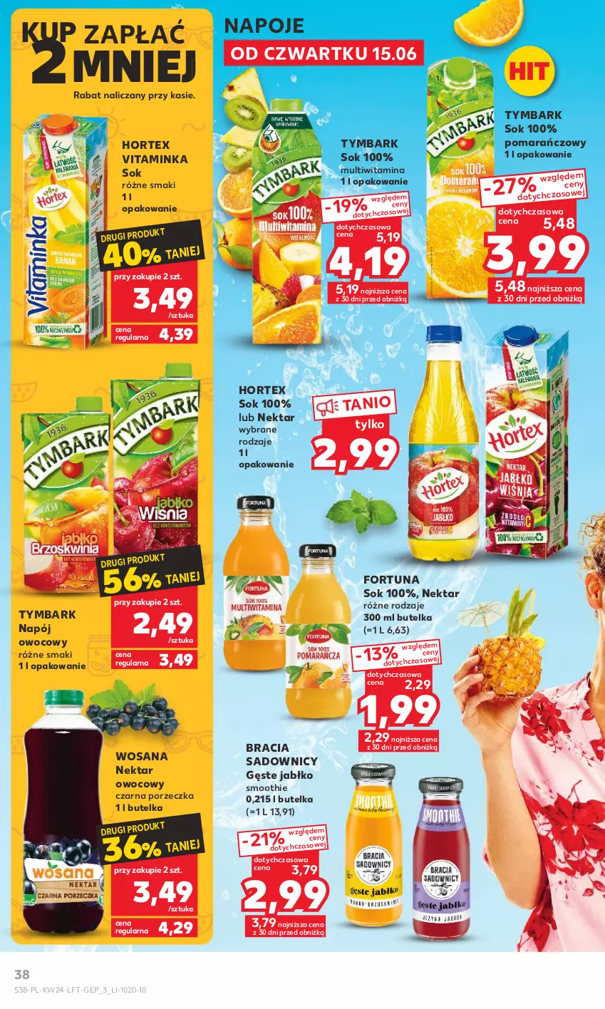 Gazetka promocyjna Kaufland - Gazetka tygodnia - ważna 15.06 do 21.06.2023 - strona 38 - produkty: Fortuna, Hortex, Inka, Napój, Napoje, Nektar, Por, Smoothie, Sok, Tymbark, Wosana