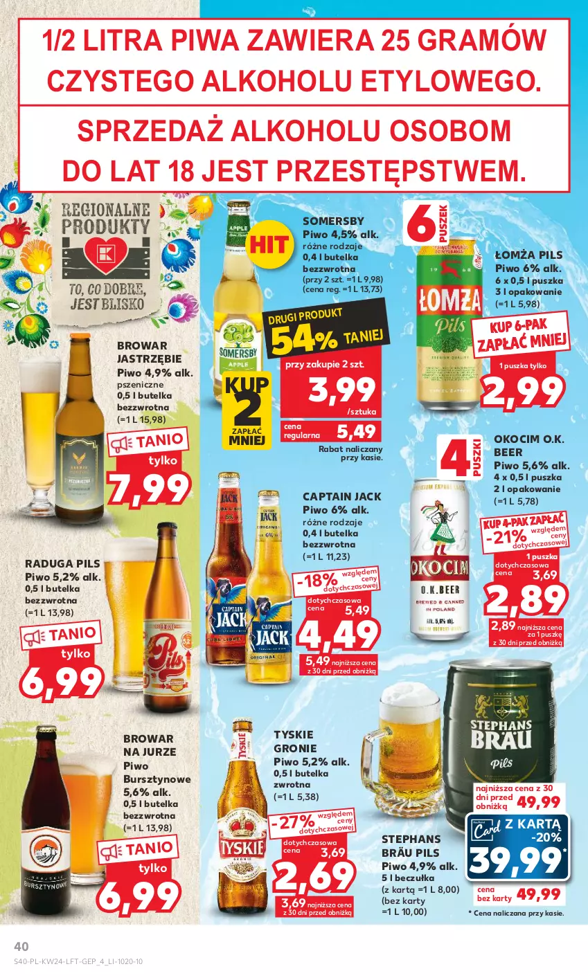 Gazetka promocyjna Kaufland - Gazetka tygodnia - ważna 15.06 do 21.06.2023 - strona 40 - produkty: Bursztyn, Captain Jack, Gra, Koc, Okocim, Piwa, Piwo, Somersby, Tyskie