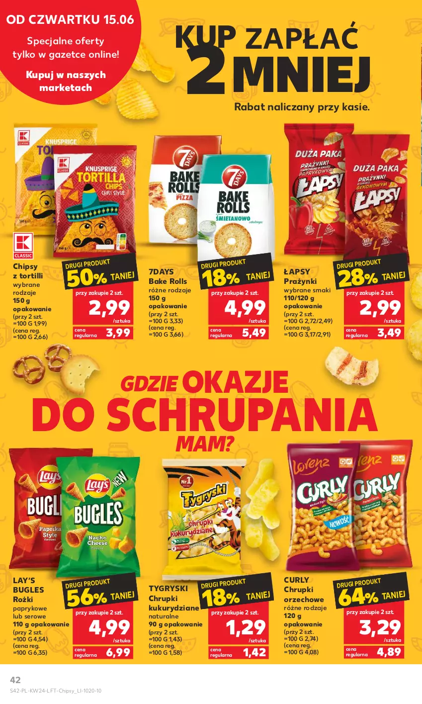 Gazetka promocyjna Kaufland - Gazetka tygodnia - ważna 15.06 do 21.06.2023 - strona 42 - produkty: Bake Rolls, Chipsy, Chrupki, Gry, Lay’s, Ser