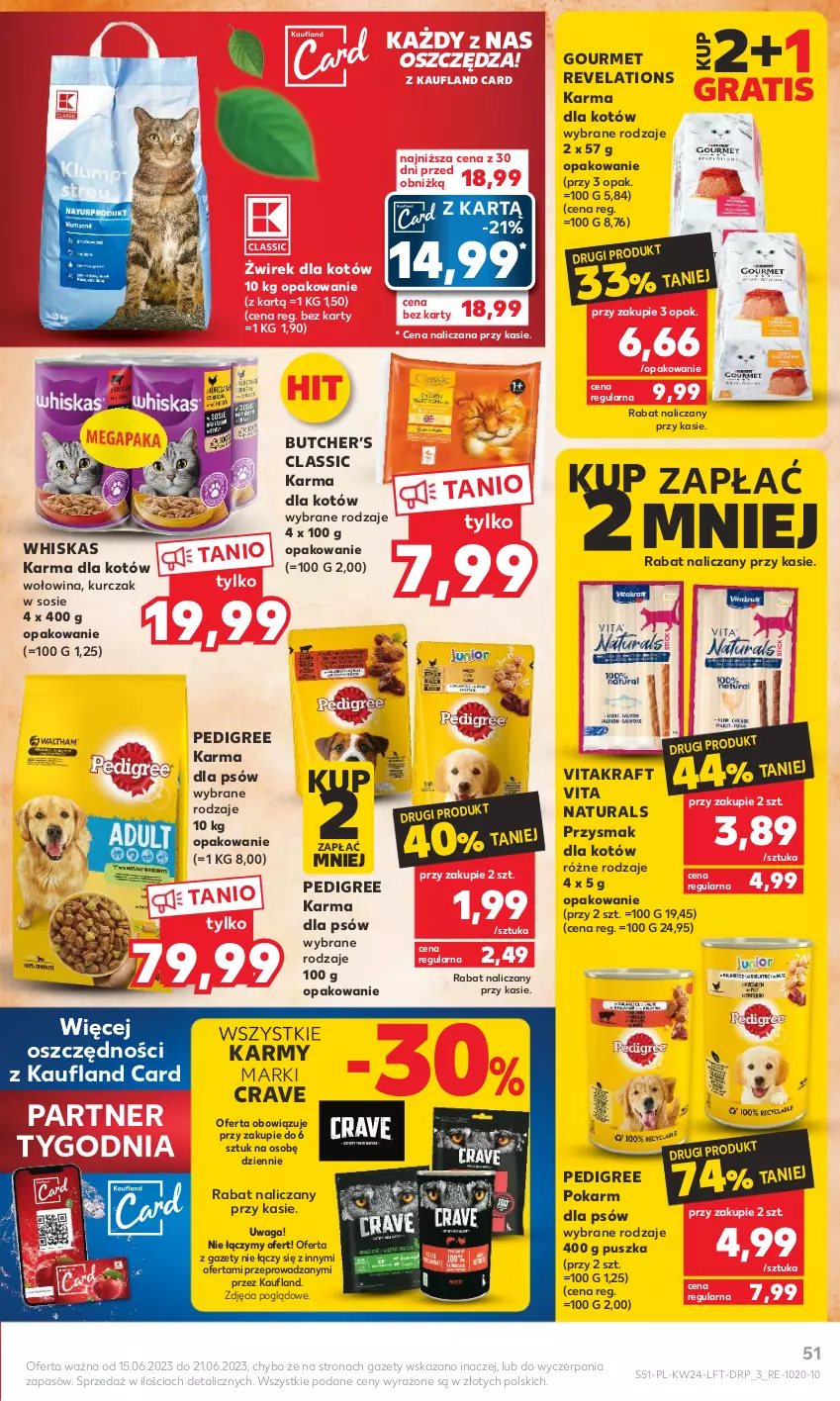 Gazetka promocyjna Kaufland - Gazetka tygodnia - ważna 15.06 do 21.06.2023 - strona 51 - produkty: Gra, Kurczak, Pedigree, Sos, Vitakraft, Waga, Whiskas, Wołowina