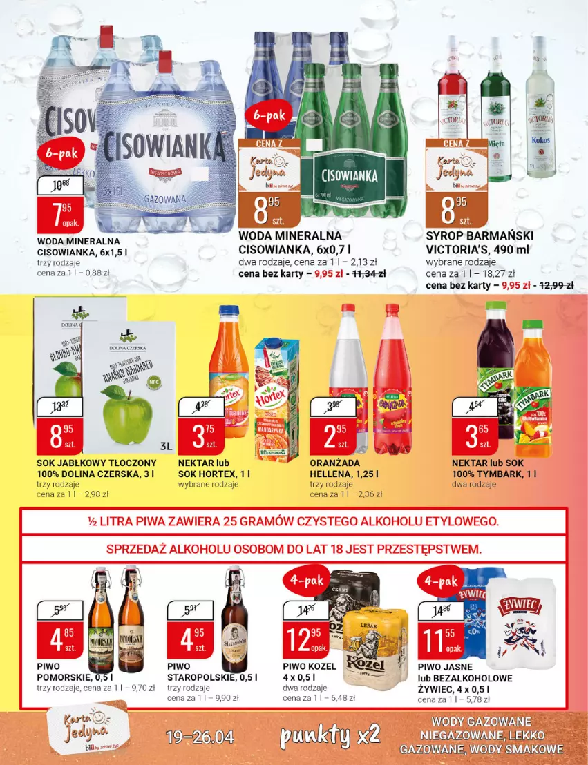 Gazetka promocyjna Bi1 - Grillandia - ważna 19.04 do 26.04.2022 - strona 17 - produkty: Cisowianka, Hellena, Hortex, Kozel, Nektar, Oranżada, Piwo, Piwo jasne, Sok, Sok jabłkowy, Syrop, Tymbark