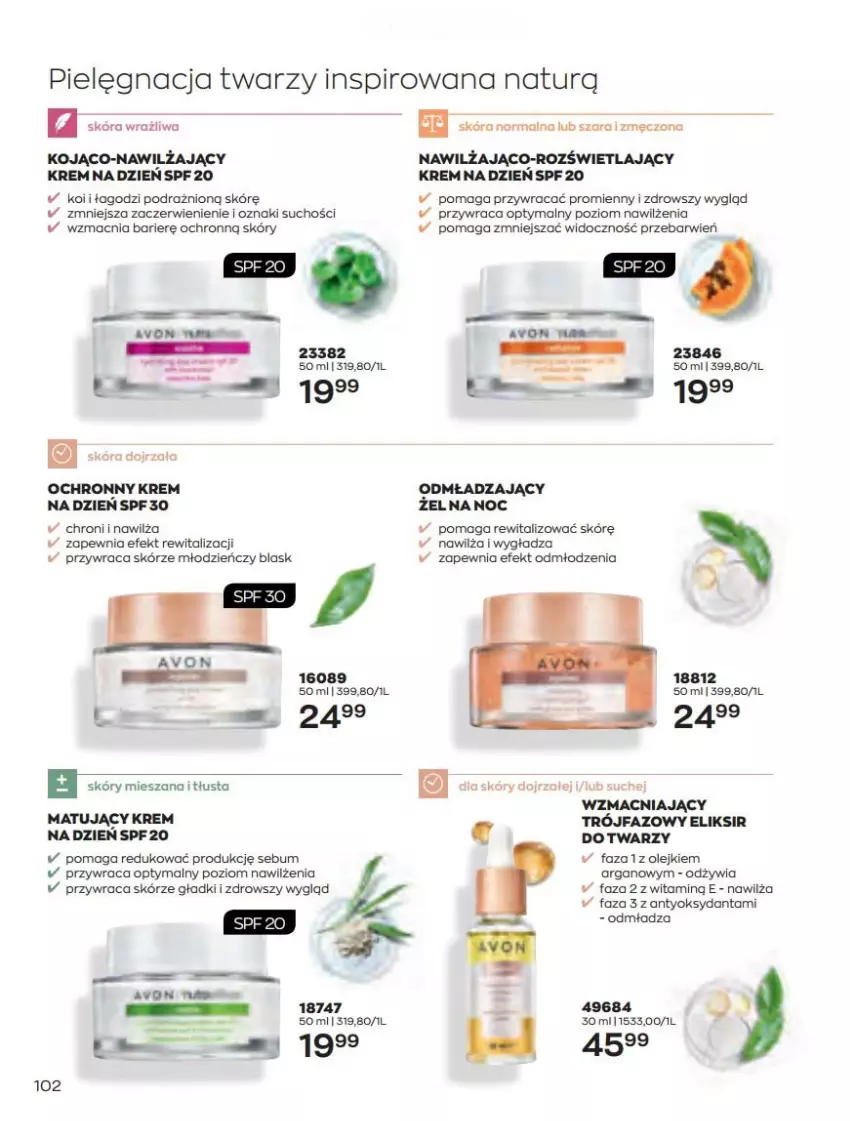 Gazetka promocyjna Avon - Katalog Avon 4/2022 kampania kwiecień - ważna 01.04 do 30.04.2022 - strona 102 - produkty: Eliksir do twarzy, Fa, Krem na dzień, Ochronny krem, Olej