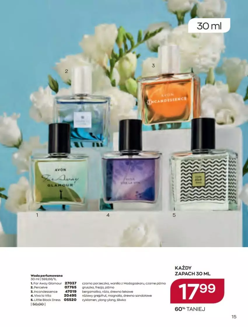 Gazetka promocyjna Avon - Katalog Avon 4/2022 kampania kwiecień - ważna 01.04 do 30.04.2022 - strona 15 - produkty: Cyklamen, Dres, Fa, Grejpfrut, Lack, Moda, Perfum, Por, Róża, Sandał, Woda, Woda perfumowana