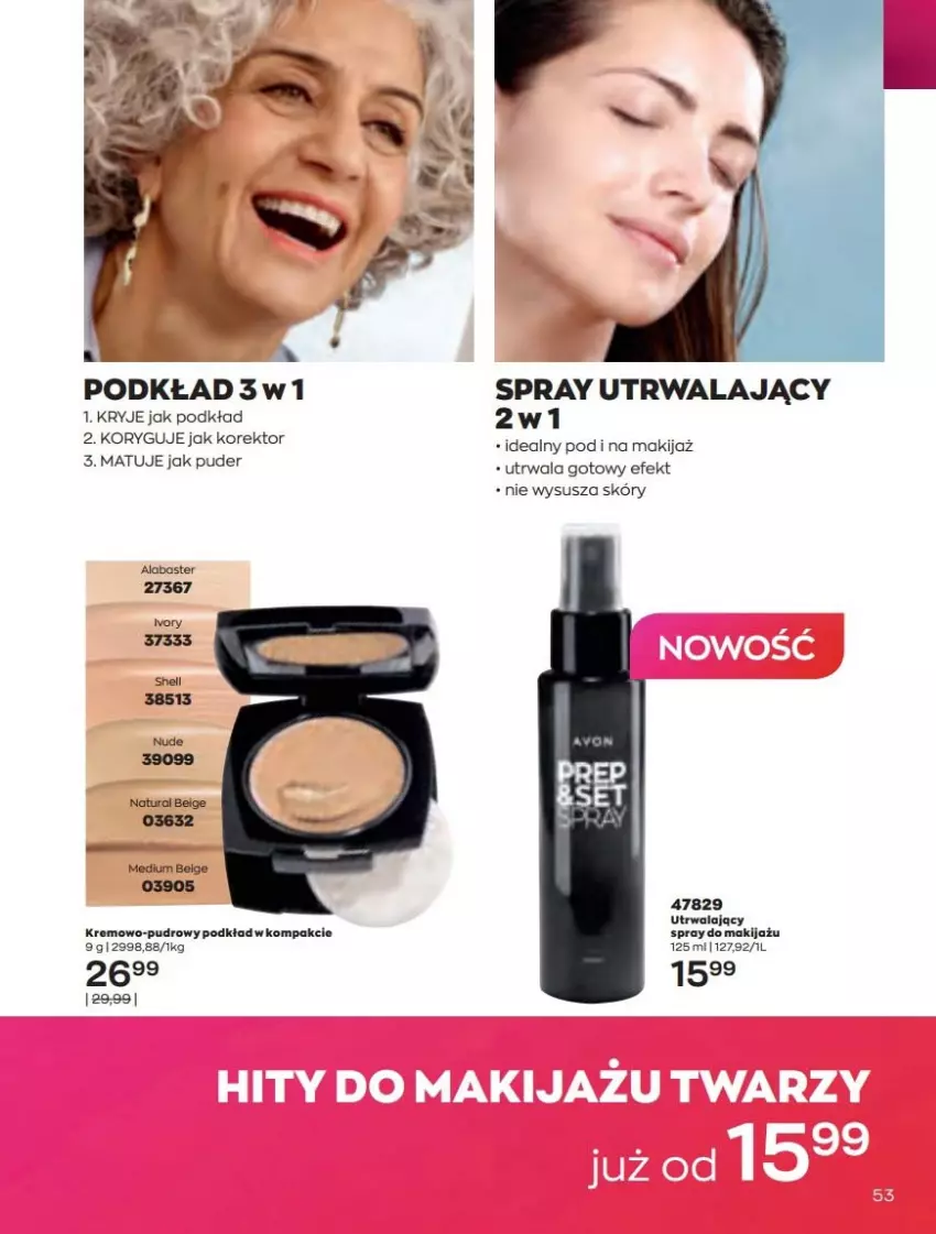 Gazetka promocyjna Avon - Katalog Avon 4/2022 kampania kwiecień - ważna 01.04 do 30.04.2022 - strona 53 - produkty: Makijaż, Podkład, Puder