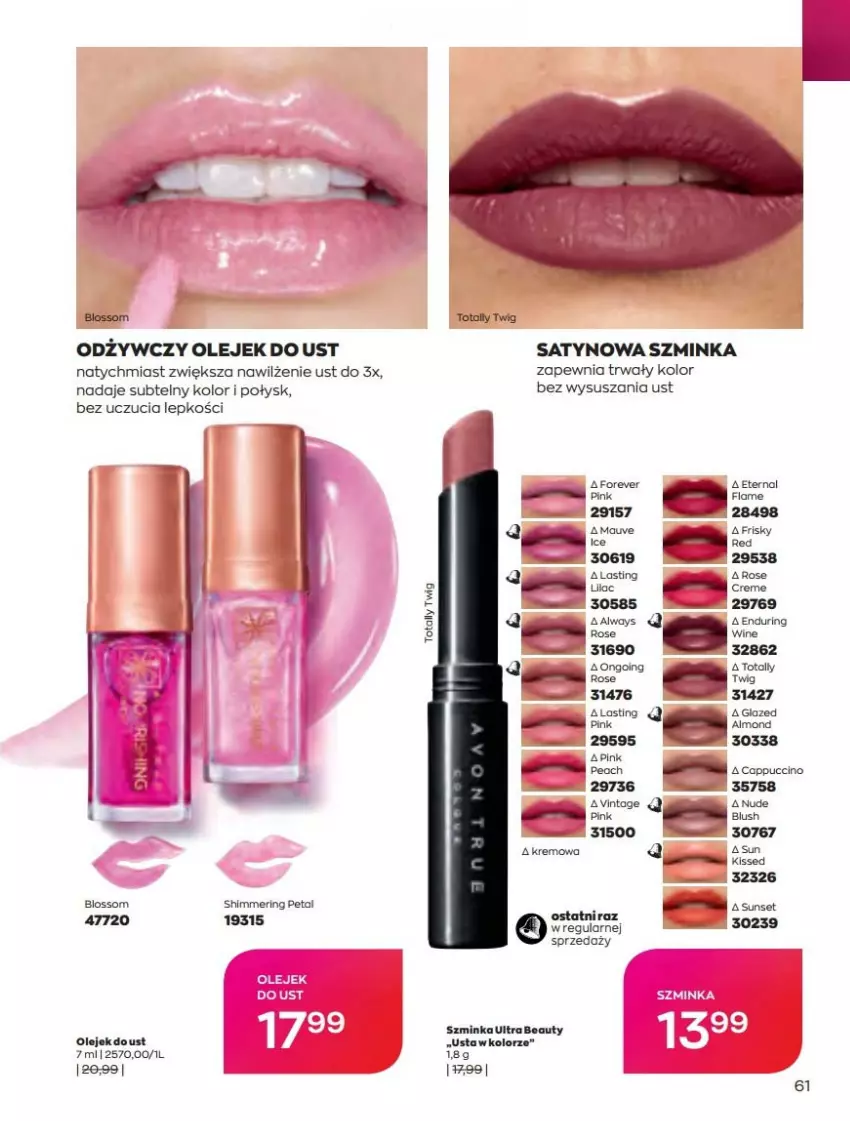 Gazetka promocyjna Avon - Katalog Avon 4/2022 kampania kwiecień - ważna 01.04 do 30.04.2022 - strona 61 - produkty: Cappuccino, Inka, Olej, Szminka