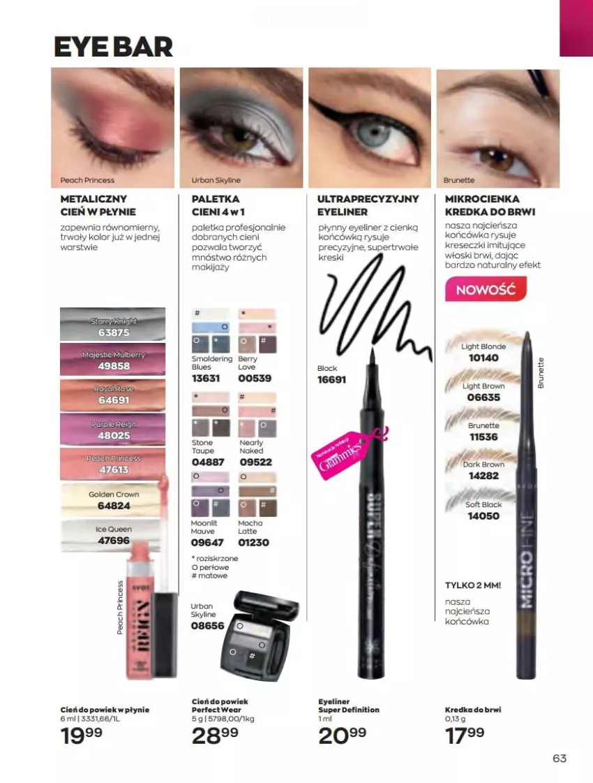 Gazetka promocyjna Avon - Katalog Avon 4/2022 kampania kwiecień - ważna 01.04 do 30.04.2022 - strona 63 - produkty: Cień, Fa, Kredka, Lack, Makijaż, Paletka cieni