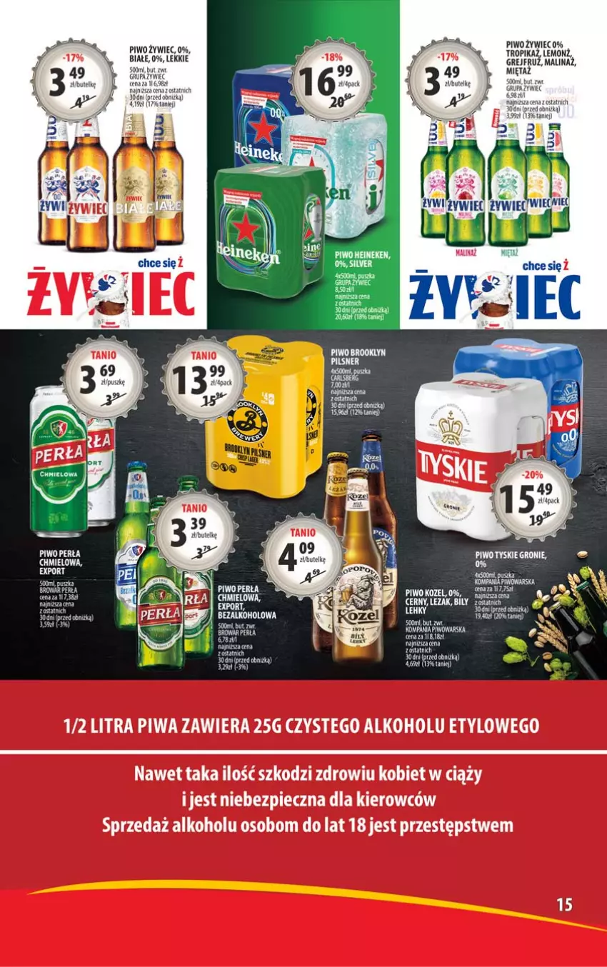 Gazetka promocyjna Arhelan - Gazetka - ważna 19.04 do 28.04.2024 - strona 15 - produkty: Fa, Heineken, Mięta, Perła, Piec, Piwa, Piwo, Por, Tyskie