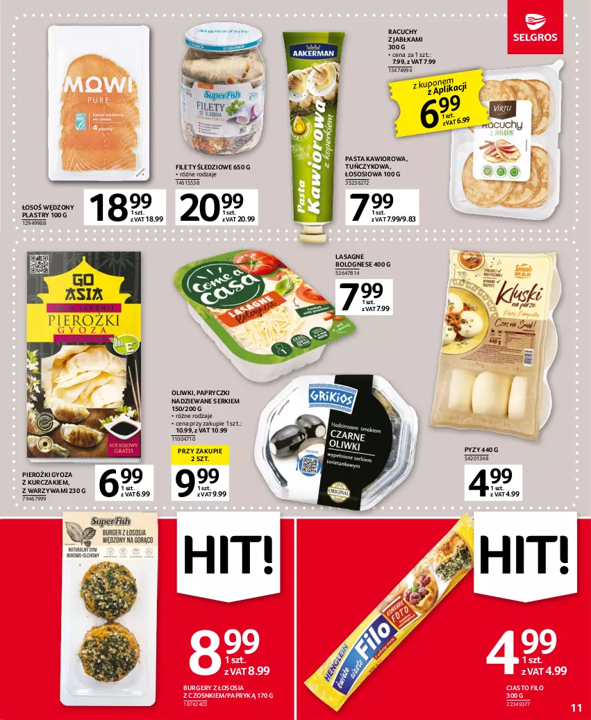 Gazetka promocyjna Selgros - Oferta spożywcza - ważna 04.05 do 17.05.2023 - strona 11 - produkty: Burger, Jabłka, Kawior, Kurczak, Lasagne, Lasagne bolognese, Oliwki, Papryczki nadziewane, Ser, Sos, Tuńczyk, Warzywa