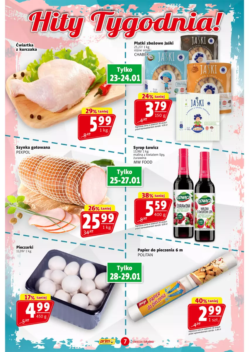 Gazetka promocyjna Prim Market - ważna 23.01 do 29.01.2025 - strona 7 - produkty: Kurczak, Papier, Papier do pieczenia, Pekpol, Piec, Syrop, Szynka