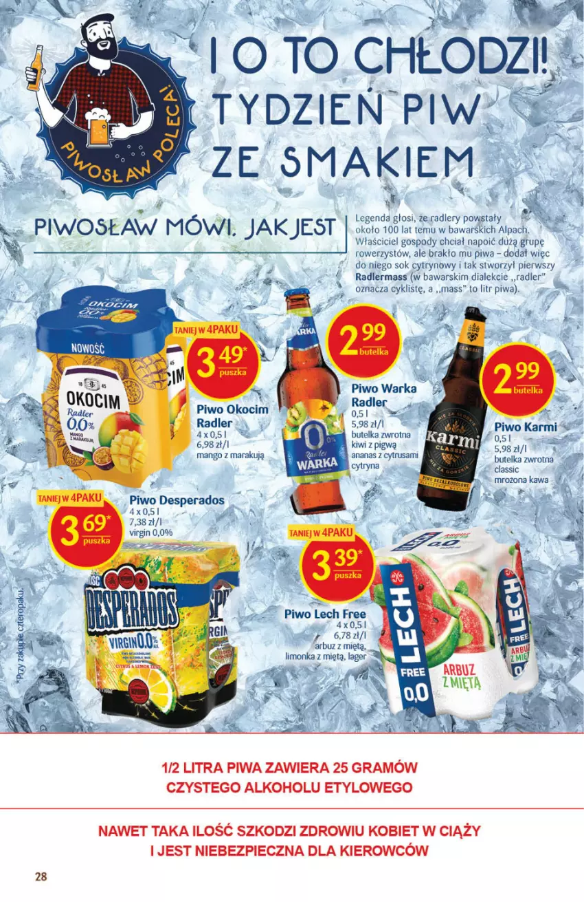 Gazetka promocyjna Delikatesy Centrum - Gazetka Delikatesy Centrum - ważna 12.08 do 18.08.2021 - strona 28 - produkty: Ananas, Desperados, Gin, Gra, Karmi, Kawa, Kiwi, Koc, Limonka, Mango, Okocim, Piec, Piwa, Piwo, Radler, Rower, Sok, Warka