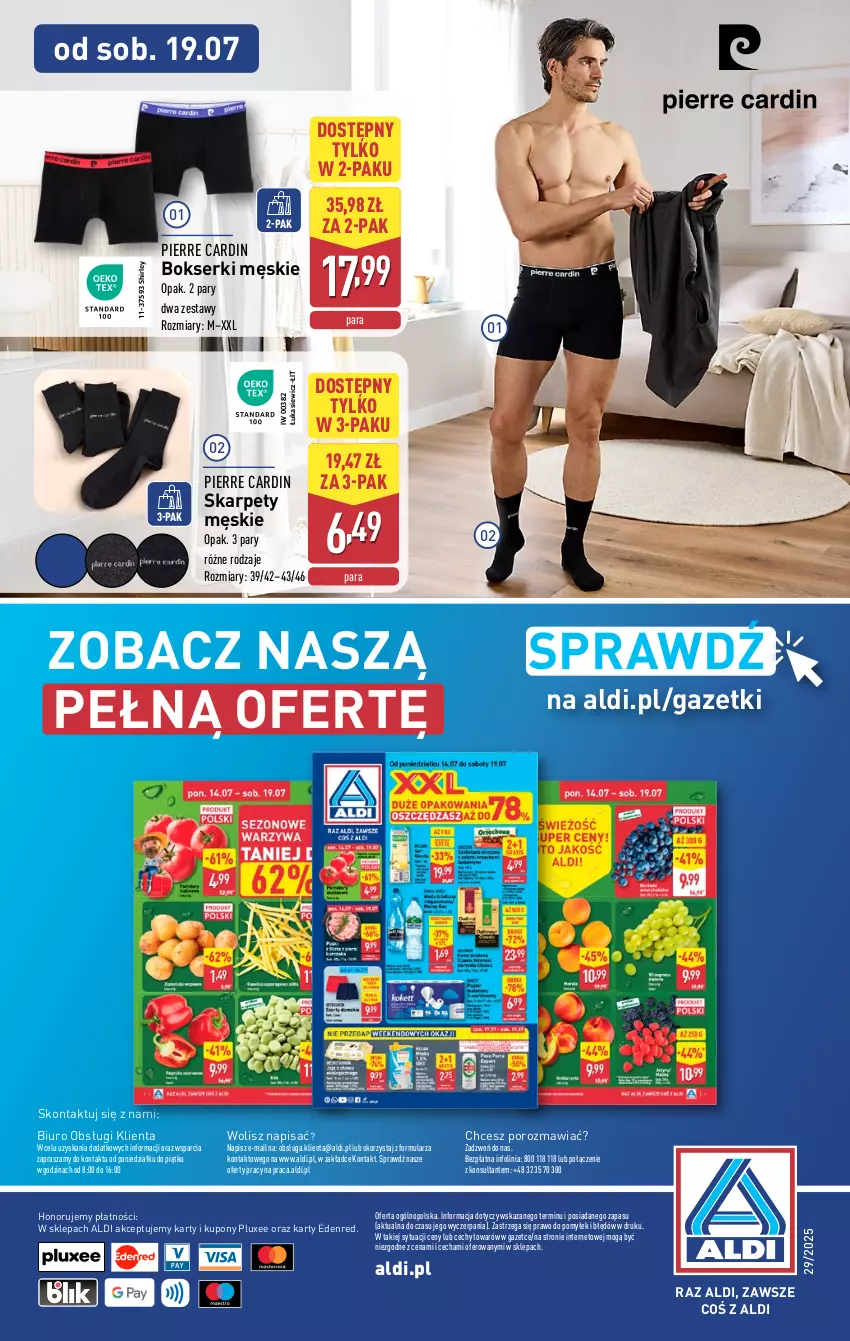 Gazetka promocyjna Aldi - Artykuły przemysłowe i tekstylia - ważna 16.07 do 19.07.2025 - strona 14 - produkty: Biuro, Bokserki, Karp, O nas, Pierre Cardin, Por, Ser