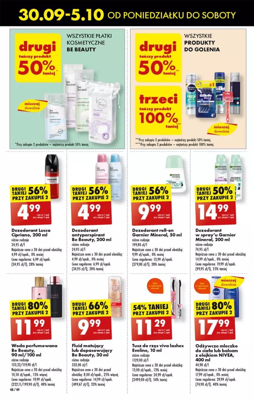 Gazetka promocyjna Biedronka - Od poniedzialku - ważna 30.09 do 05.10.2024 - strona 60 - produkty: Antyperspirant, Be Be, Dezodorant, Eveline, Fa, Garnier, Gin, Mleczko, Mleczko do ciała, Nivea, Olej, Perfum, Płatki kosmetyczne, Tusz, Woda, Woda perfumowana