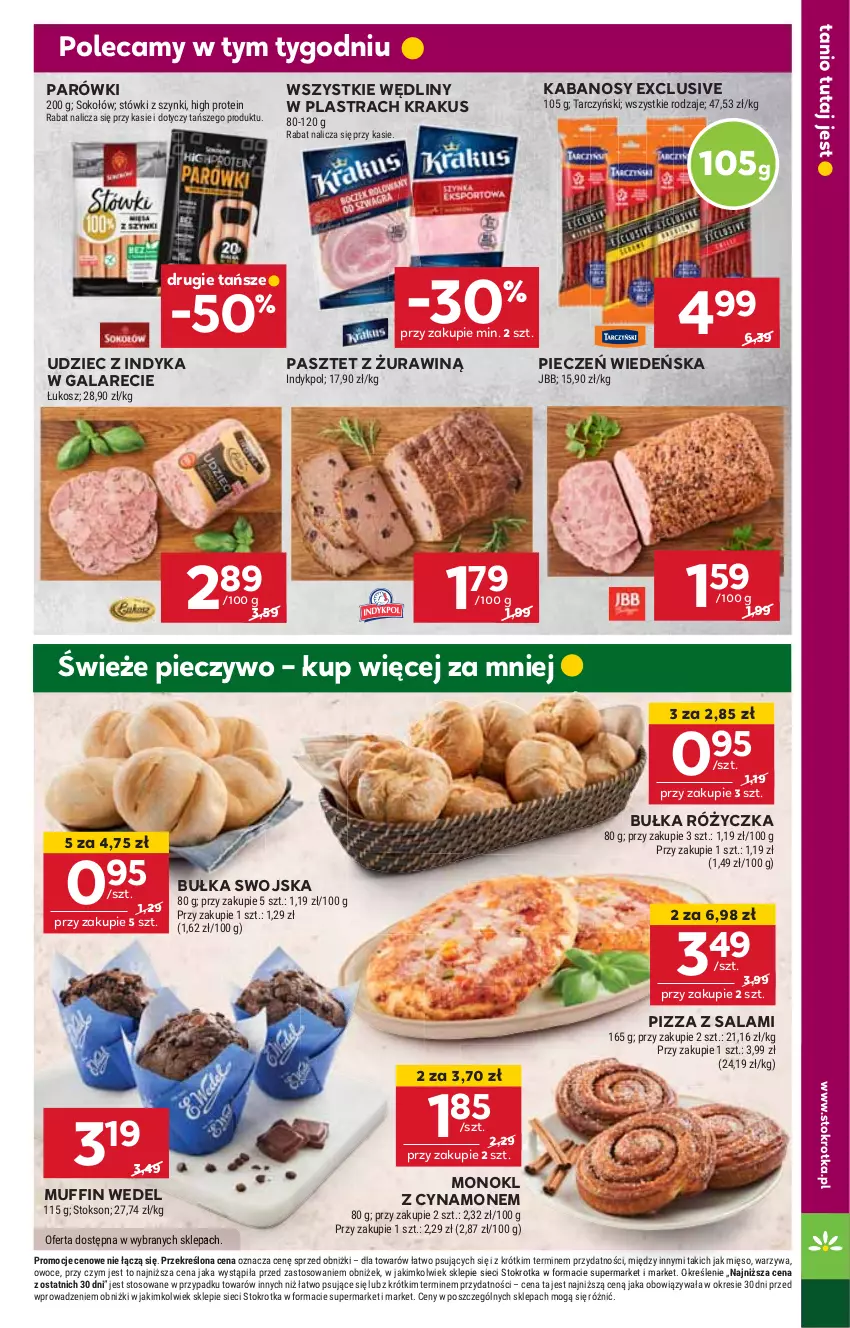 Gazetka promocyjna Stokrotka - Supermarket - ważna 23.01 do 29.01.2025 - strona 13 - produkty: Bułka, Gala, HP, Kabanos, Krakus, Parówki, Pasztet, Piec, Pieczywo, Pizza, Salami, Sos, Udziec z indyka, Udziec z indyka w galarecie