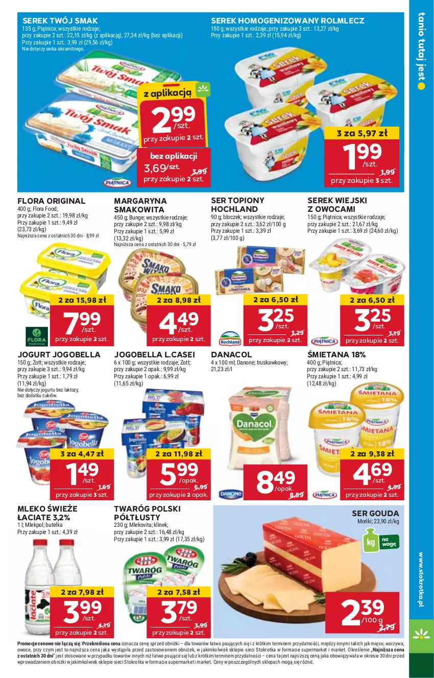 Gazetka promocyjna Stokrotka - Supermarket - ważna 23.01 do 29.01.2025 - strona 7 - produkty: Bell, Bella, Flora, Gin, Gouda, Hochland, HP, Jogobella, Jogurt, Margaryna, Mleko, Rolmlecz, Ser, Ser topiony, Serek, Serek homogenizowany, Serek wiejski, Smakowita, Top, Twaróg, Twój Smak