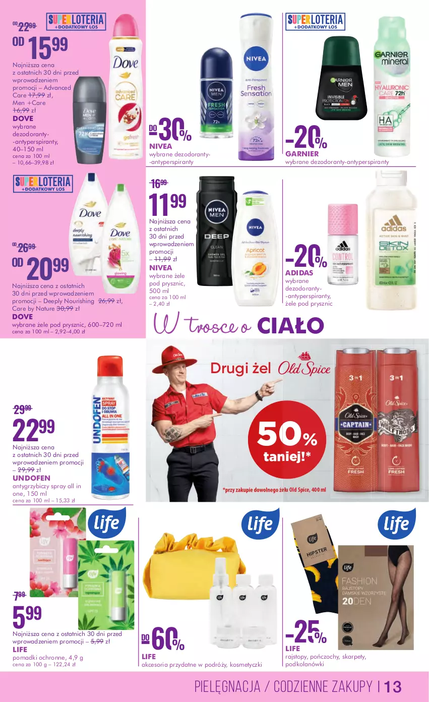 Gazetka promocyjna Super Pharm - Gazetka - ważna 31.08 do 13.09.2023 - strona 13 - produkty: Adidas, Antyperspirant, BIC, Dezodorant, Dove, Garnier, Karp, Nivea, Old Spice, Rajstopy, Top, Undofen