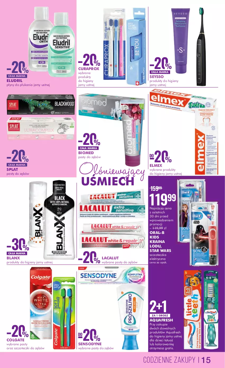 Gazetka promocyjna Super Pharm - Gazetka - ważna 31.08 do 13.09.2023 - strona 15 - produkty: Aquafresh, Colgate, Curaprox, Dzieci, Elmex, Gra, Lacalut, LG, Sensodyne, Seysso, Star Wars, Szczoteczka