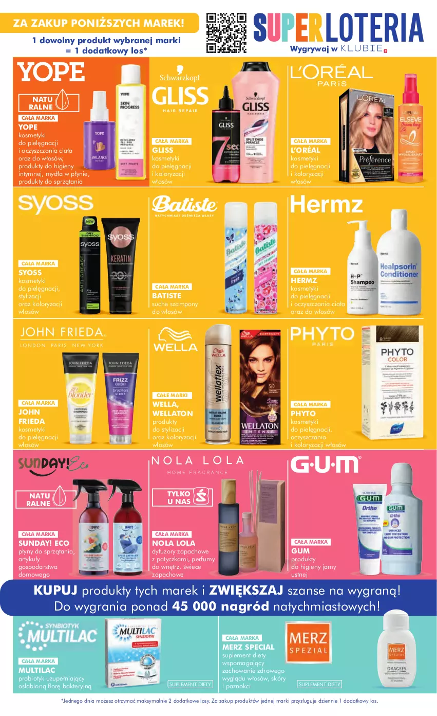 Gazetka promocyjna Super Pharm - Gazetka - ważna 31.08 do 13.09.2023 - strona 23 - produkty: Batiste, Gra, Gry, John frieda, L’Oréal, Multilac, Perfum, Phyto, Probiotyk, Suplement diety, Syoss, Szampon, Wella, Yope