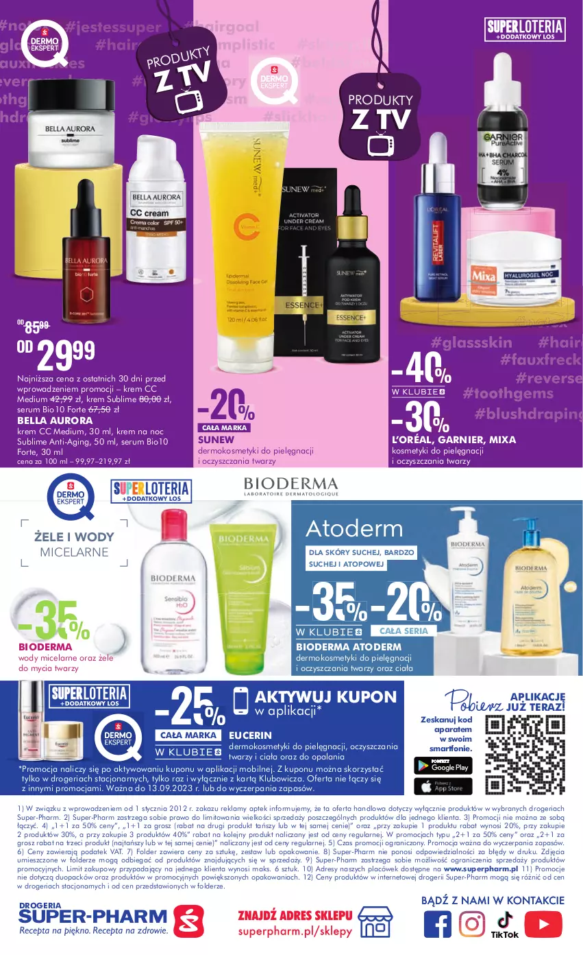 Gazetka promocyjna Super Pharm - Gazetka - ważna 31.08 do 13.09.2023 - strona 24 - produkty: Atoderm, Bell, Bella, Bioderma, Dres, Garnier, Gin, Gra, Krem na noc, L’Oréal, Mixa, Mobil, Olej, Rum, Ser, Serum, Smartfon, Tera, Top