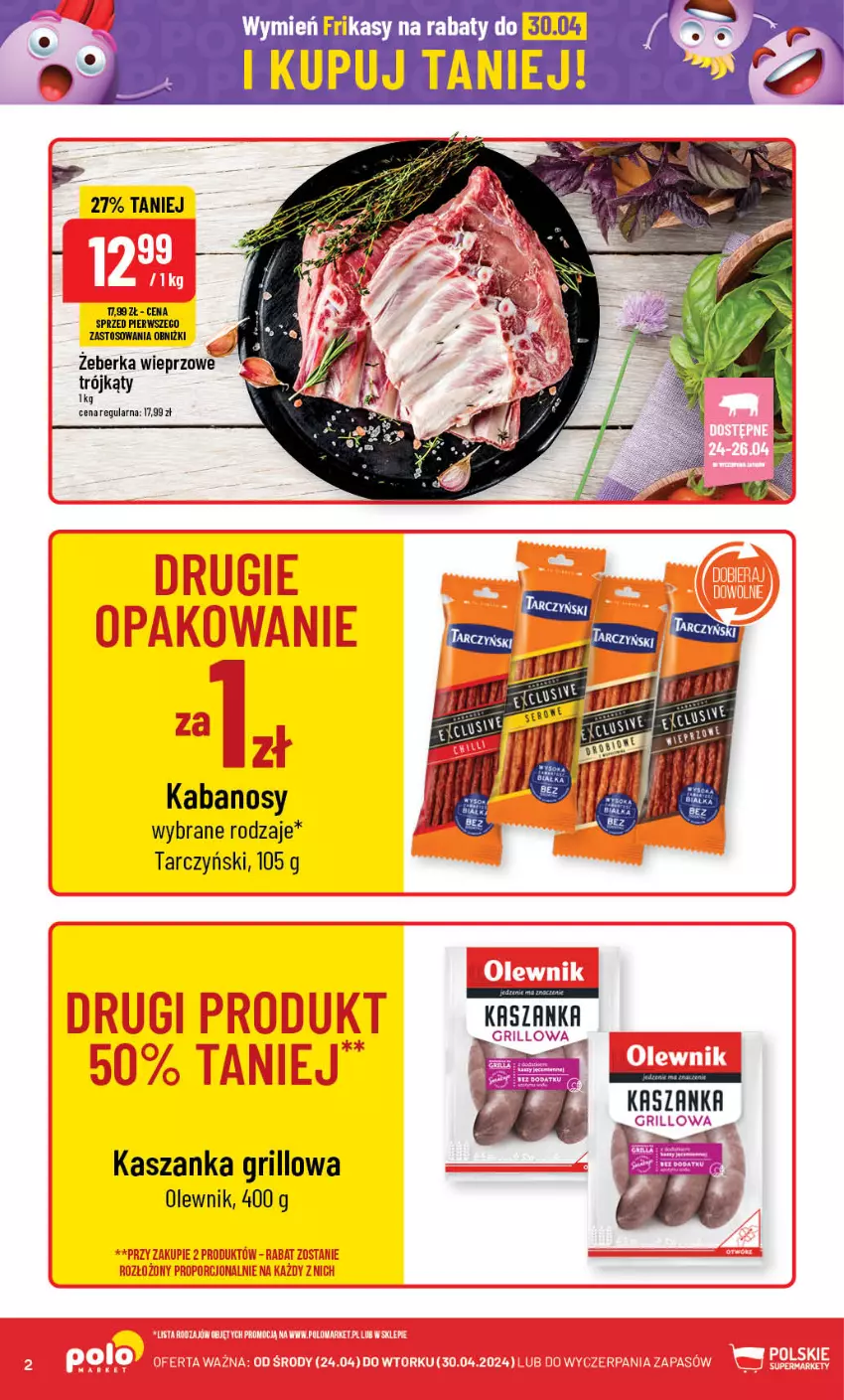 Gazetka promocyjna PoloMarket - Gazetka pomocyjna - ważna 24.04 do 30.04.2024 - strona 2 - produkty: Grill, Kabanos, Kasza, Kaszanka, Olewnik, Tarczyński