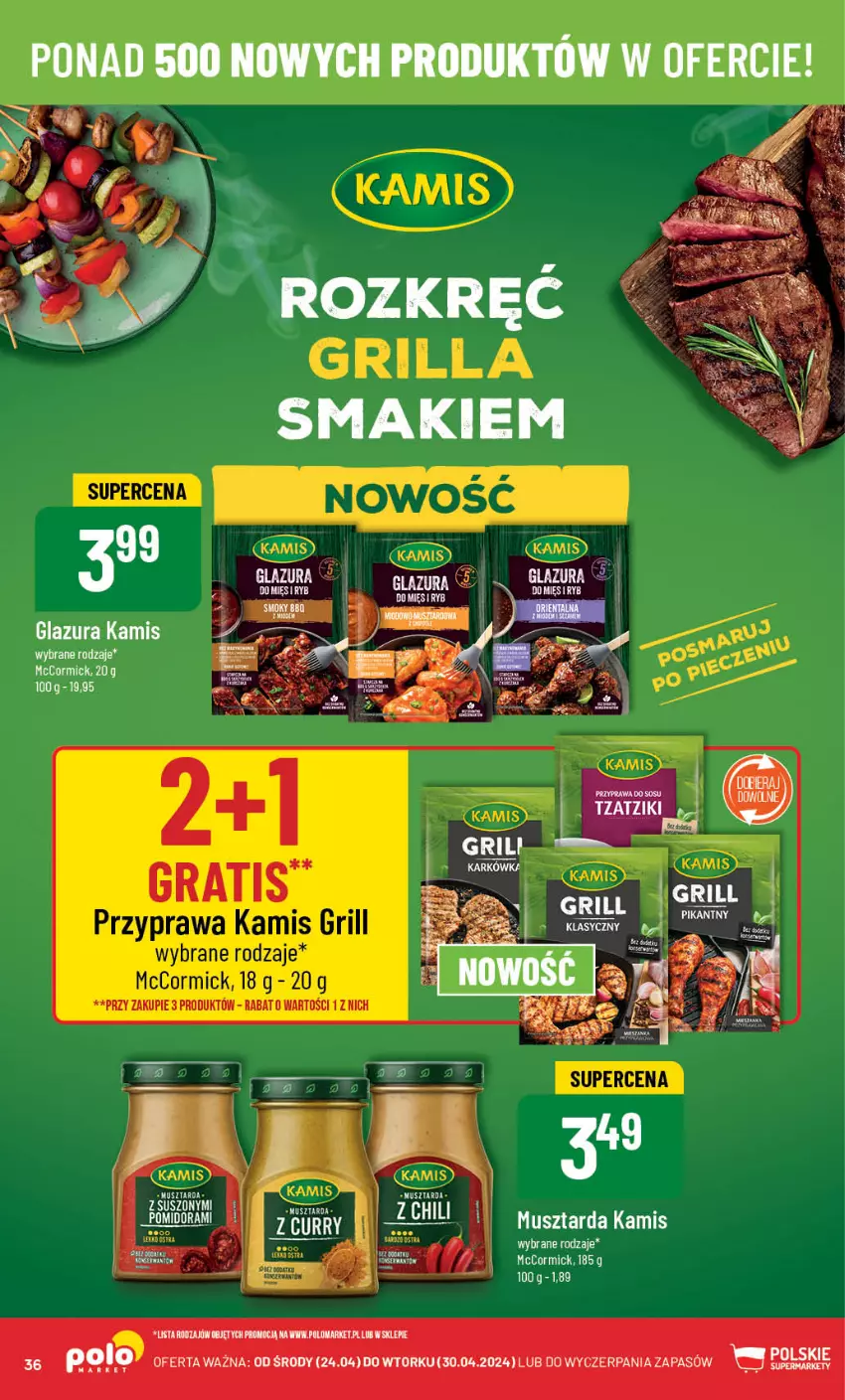 Gazetka promocyjna PoloMarket - Gazetka pomocyjna - ważna 24.04 do 30.04.2024 - strona 36 - produkty: Glazura, Grill, Kamis, Lazur, Mus, Musztarda