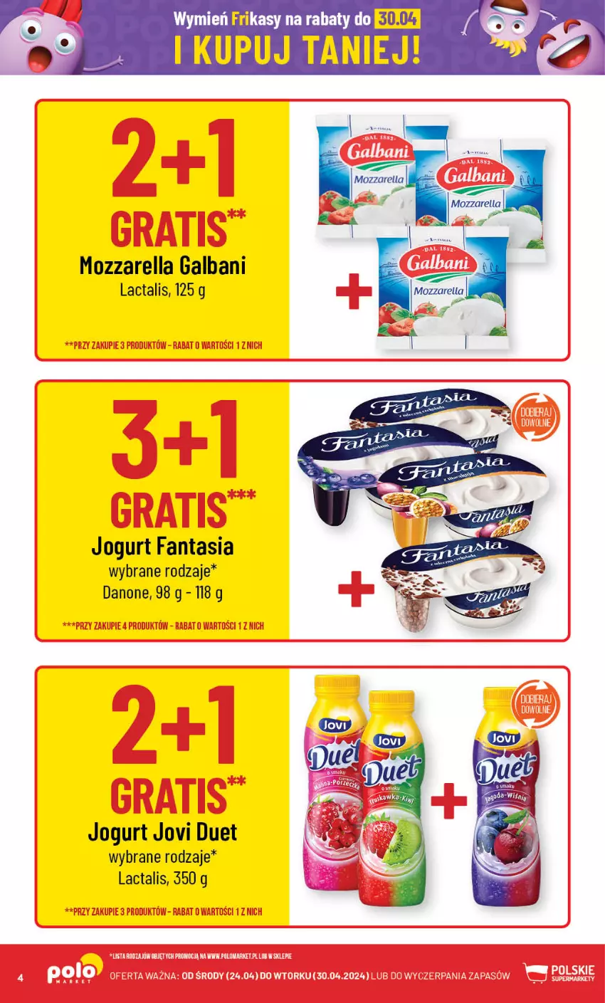 Gazetka promocyjna PoloMarket - Gazetka pomocyjna - ważna 24.04 do 30.04.2024 - strona 4 - produkty: Danone, Fa, Fanta, Galbani, Jogurt, Mozzarella