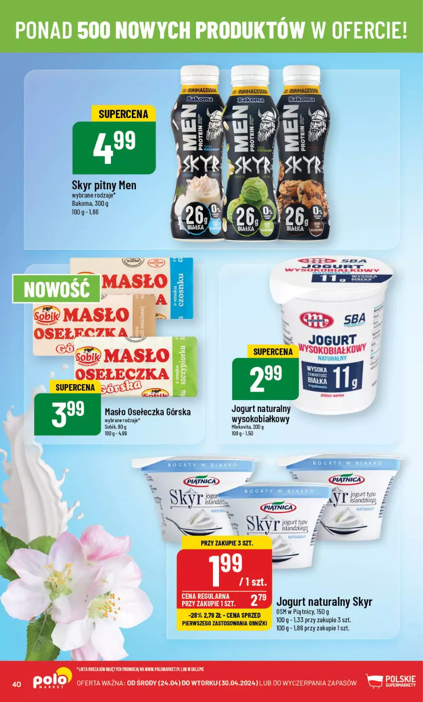 Gazetka promocyjna PoloMarket - Gazetka pomocyjna - ważna 24.04 do 30.04.2024 - strona 40 - produkty: Bakoma, Isla, Jogurt, Jogurt naturalny, Masło, Mleko, Mlekovita, Sok