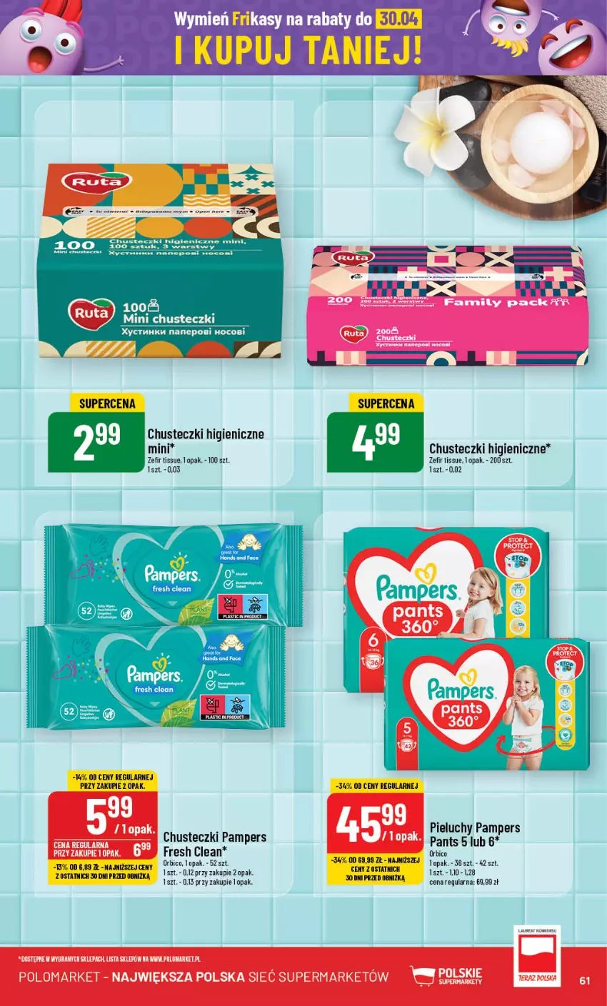 Gazetka promocyjna PoloMarket - Gazetka pomocyjna - ważna 24.04 do 30.04.2024 - strona 61 - produkty: BIC, Chusteczki, Pampers, Pieluchy