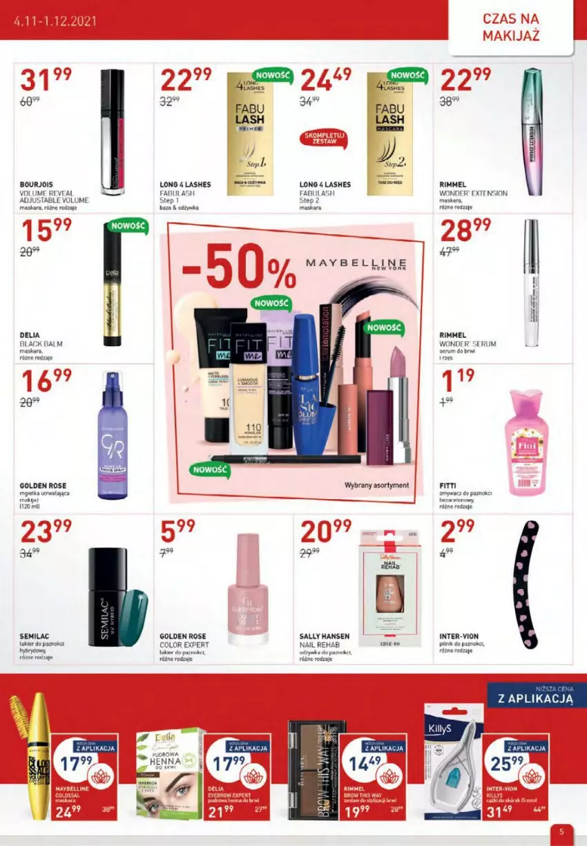 Gazetka promocyjna Drogerie Jawa - ważna 04.11 do 01.12.2021 - strona 5 - produkty: Bourjois, Fa, Koc, Lack, Lakier, Long 4 Lashes, Maska, Maskara, Pilnik, Sally Hansen, Ser