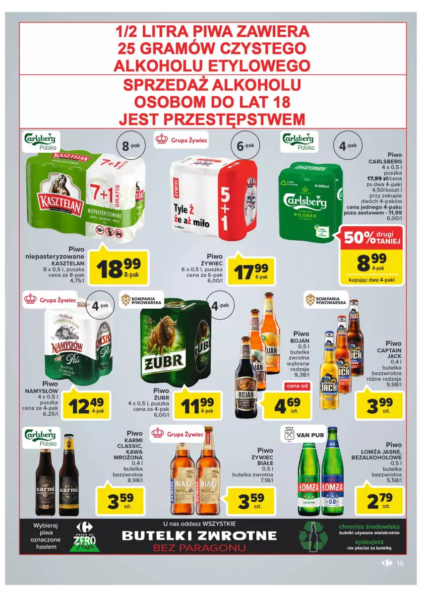 Gazetka promocyjna Carrefour - Gazetka Carrefour - ważna 01.03 do 12.03.2022 - strona 15 - produkty: Carlsberg, Gra, Karmi, Kasztelan, Kawa, Kosz, Namysłów, Piwa, Piwo