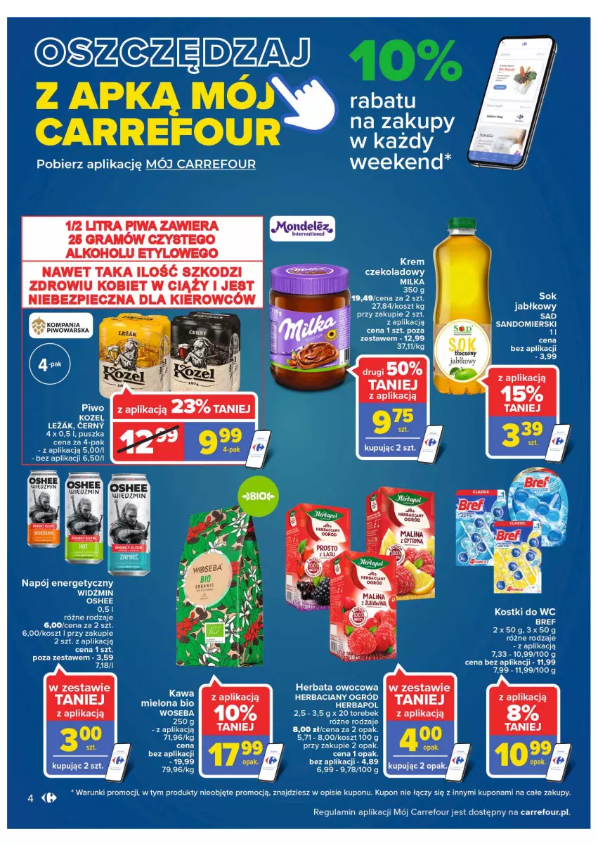 Gazetka promocyjna Carrefour - Gazetka Carrefour - ważna 01.03 do 12.03.2022 - strona 4 - produkty: Bref, Gra, Herbapol, Herbata, Herbata owocowa, Kawa, Kosz, Napój, Napój energetyczny, Ogród, Oshee, Piwa, Piwo, Sok, Sok jabłkowy, Woseba