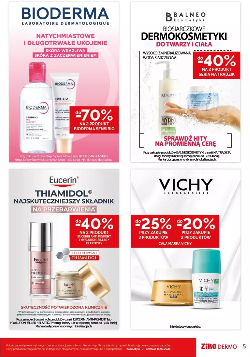 Gazetka promocyjna Ziko - Gazetka Ziko Dermo - ważna 02.07 do 15.07.2026 - strona 5 - produkty: Bioderma, Karmi, Miarka, Por, Ser, Sok, Vichy, Woda