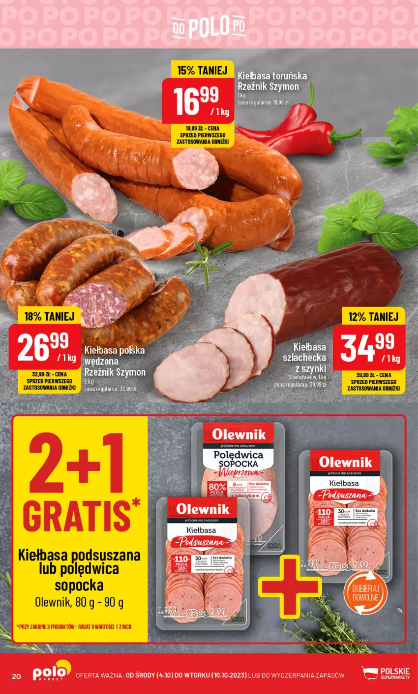 Gazetka promocyjna PoloMarket - Gazetka pomocyjna - ważna 04.10 do 10.10.2023 - strona 20 - produkty: Gra, Kiełbasa, LG, Olewnik, Polędwica