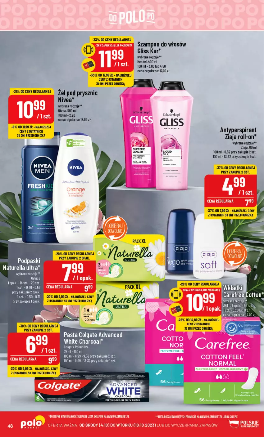 Gazetka promocyjna PoloMarket - Gazetka pomocyjna - ważna 04.10 do 10.10.2023 - strona 48 - produkty: Colgate, Gliss Kur, LG, Naturell, Naturella, Nivea, Palmolive, Perfum, Schwarzkopf, Szampon, Ziaja