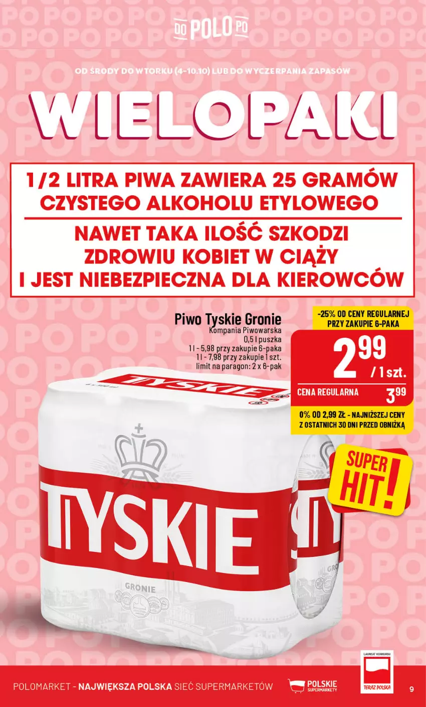 Gazetka promocyjna PoloMarket - Gazetka pomocyjna - ważna 04.10 do 10.10.2023 - strona 9 - produkty: Fa, Gra, Piec, Piwa, Piwo, Tyskie