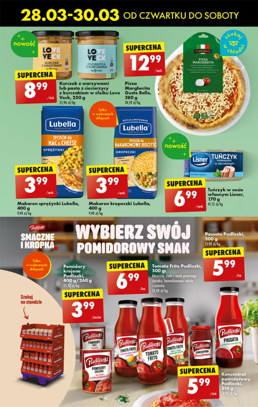 Gazetka promocyjna Biedronka - Od czwartku - ważna 28.03 do 03.04.2024 - strona 43 - produkty: Bell, Bella, Kurczak, LG, Lisner, Lubella, Makaron, Pizza, Pudliszki, Sos, Tuńczyk, Warzywa