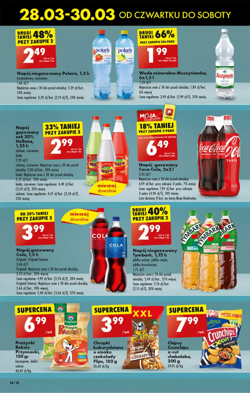 Gazetka promocyjna Biedronka - Od czwartku - ważna 28.03 do 03.04.2024 - strona 50 - produkty: Chrupki, Coca-Cola, Crunchips, Dron, Gin, Hellena, Mięta, Mus, Muszynianka, Napój, Napój gazowany, Napój niegazowany, Prazynki, Przysnacki, Tymbark