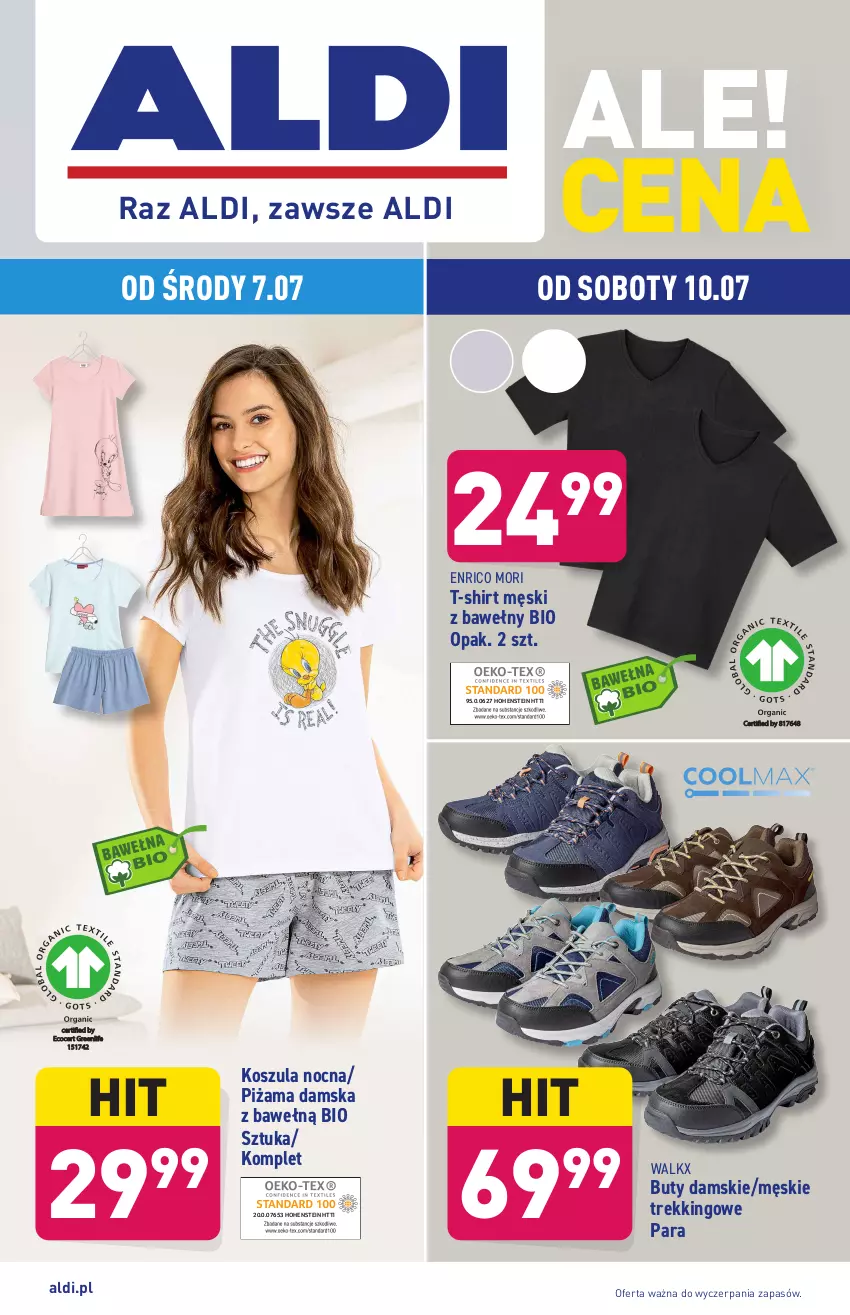 Gazetka promocyjna Aldi - OKAZJE DLA CIEBIE I DOMU - ważna 07.07 do 10.07.2021 - strona 1 - produkty: Buty, Kosz, Koszula, Koszula nocna, Piżama, T-shirt