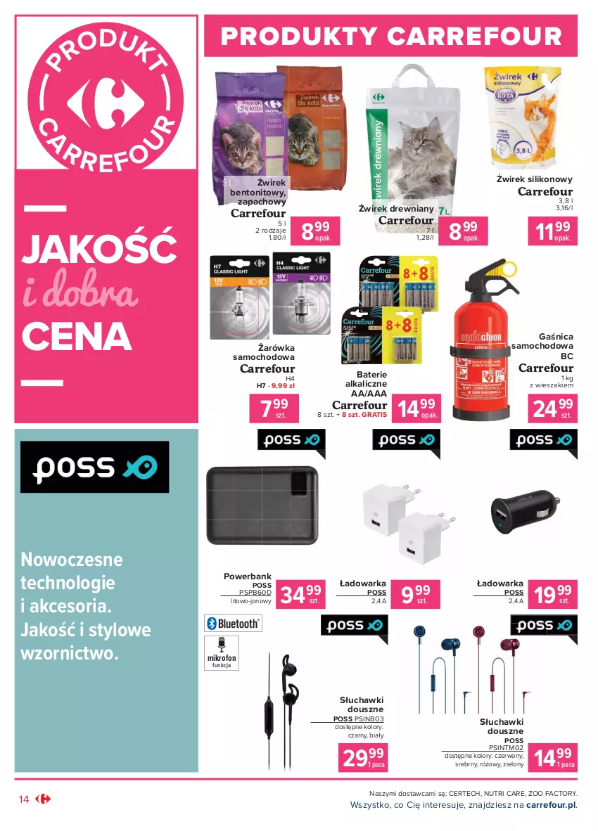 Gazetka promocyjna Carrefour - Gazetka Produkt Carrefour - ważna 01.02 do 13.02.2021 - strona 14 - produkty: Baterie alkaliczne, Fa, Gaśnica, Gra, Mikrofon, Powerbank, Słuchawki, Warka, Wieszak