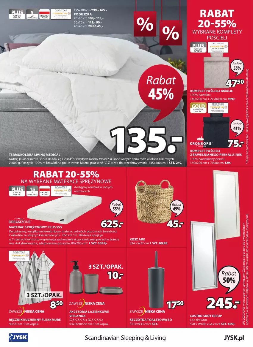 Gazetka promocyjna Jysk - Oferta tygodnia - ważna 12.01 do 25.01.2022 - strona 17 - produkty: Fa, Isla, Kołdra, Komplet pościeli, Kosz, Lustro, Materac, Materac sprężynowy, Poduszka, Pościel, Ręcznik, Ręcznik kuchenny, Szczotka, Tera, Termokołdra, Wełna