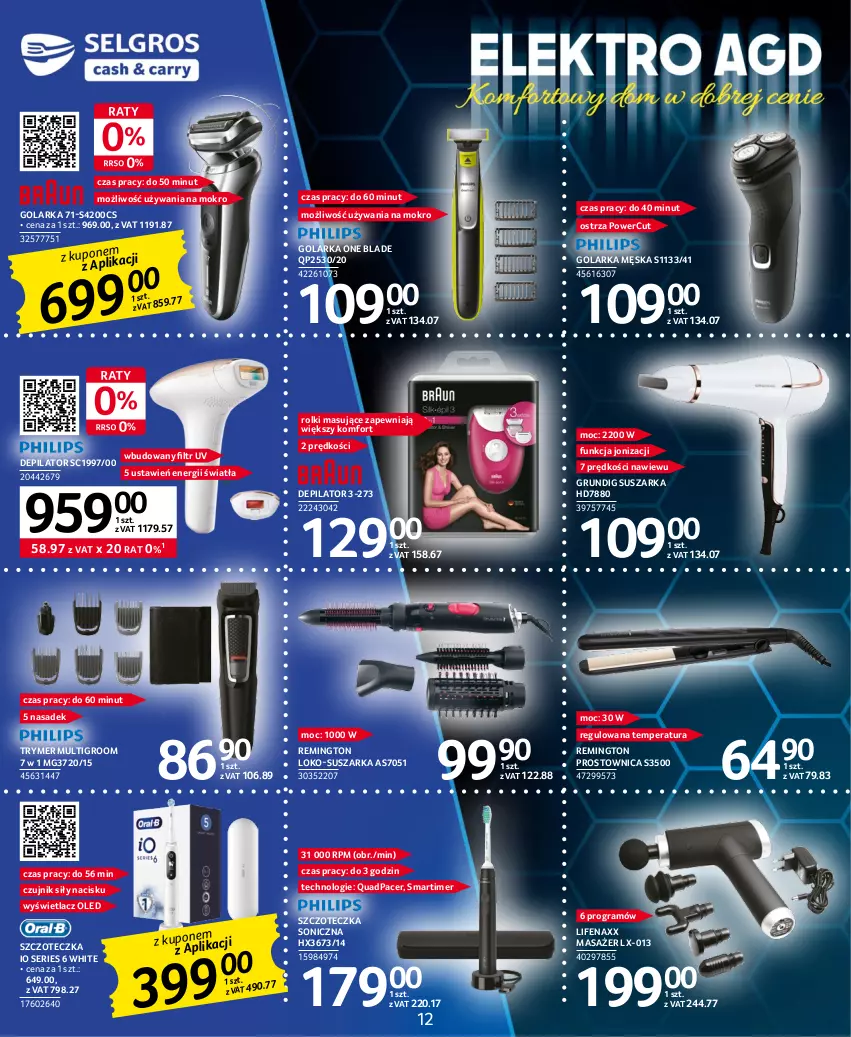 Gazetka promocyjna Selgros - Katalog Elektro - ważna 16.03 do 29.03.2023 - strona 12 - produkty: Acer, Depilator, Golarka, Gra, Masażer, Remington, Rolki, Ser, Suszarka, Szczoteczka, Szczoteczka soniczna