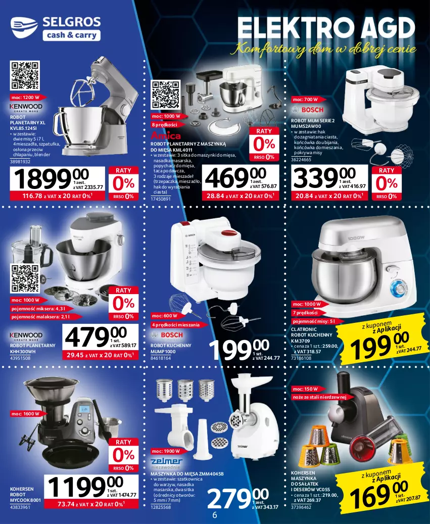 Gazetka promocyjna Selgros - Katalog Elektro - ważna 16.03 do 29.03.2023 - strona 6 - produkty: Blender, Deser, Maszynka, Mieszadło, Mikser, Noż, Pokrywa, Robot, Robot planetarny, Sałat, Ser, Szatkownica, Szpatułka, Szynka, Taca, Trzepaczka