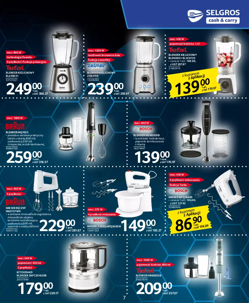 Gazetka promocyjna Selgros - Katalog Elektro - ważna 16.03 do 29.03.2023 - strona 7 - produkty: Blender, Mikser, Mikser ręczny, Mikser z misą, Pojemnik, Rozdrabniacz, Ser, Smoothie, Szatkownica