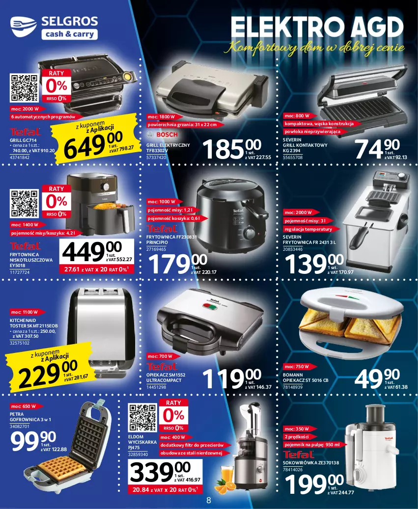 Gazetka promocyjna Selgros - Katalog Elektro - ważna 16.03 do 29.03.2023 - strona 8 - produkty: Gofrownica, Gra, Grill, Grill kontaktowy, Kosz, Pojemnik, Sok, Toster, Wyciskarka