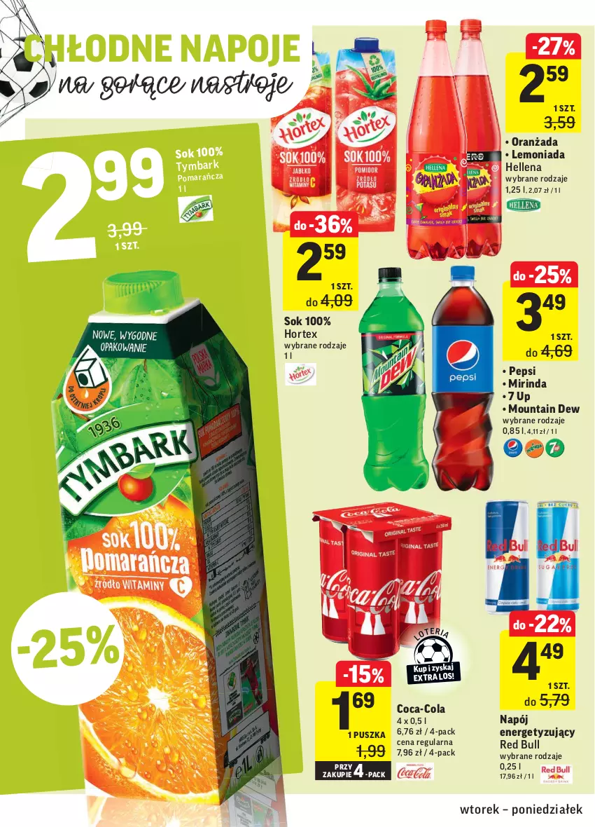 Gazetka promocyjna Intermarche - Gazetka promocyjna - ważna 06.07 do 12.07.2021 - strona 28 - produkty: Coca-Cola, Hellena, Hortex, Lemoniada, Mirinda, Napój, Napoje, Oranżada, Pepsi, Red Bull, Sok, Tymbark